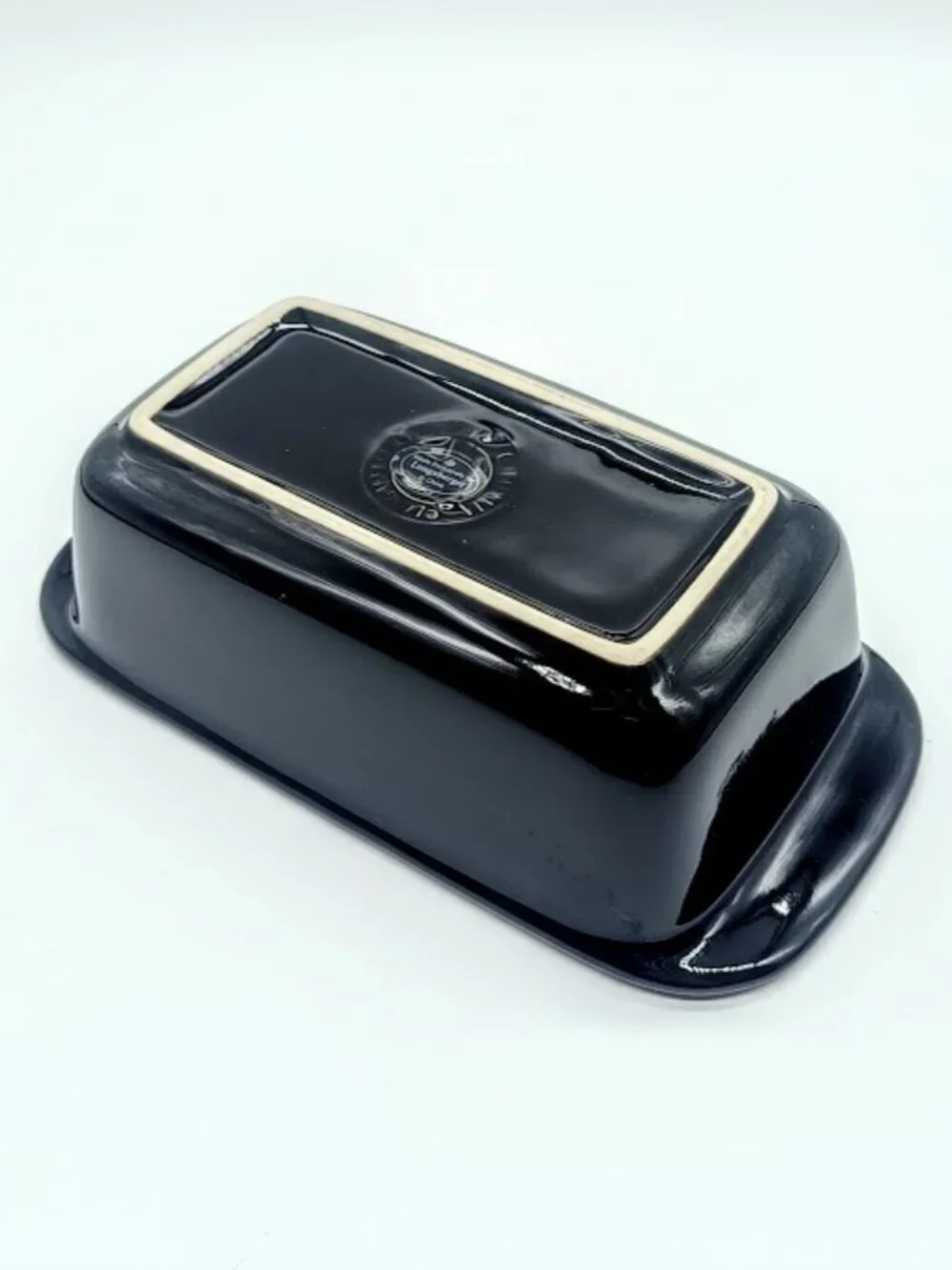 Longaberger Black Woven Traditions Ceramic Mini Loaf Pan